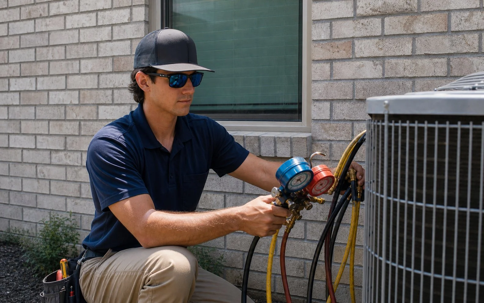 Next Phase technician diagnosing an HVAC system