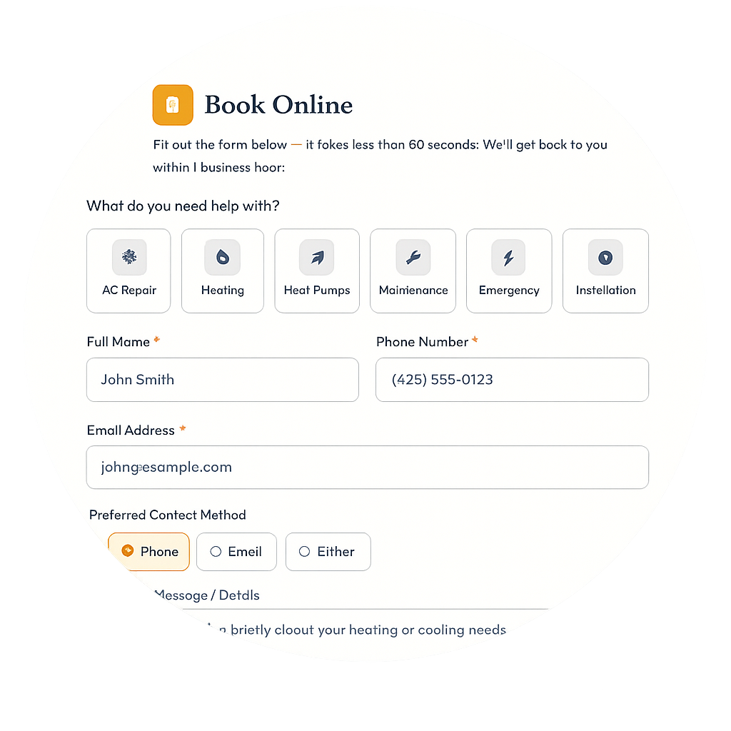 Book online scheduling form